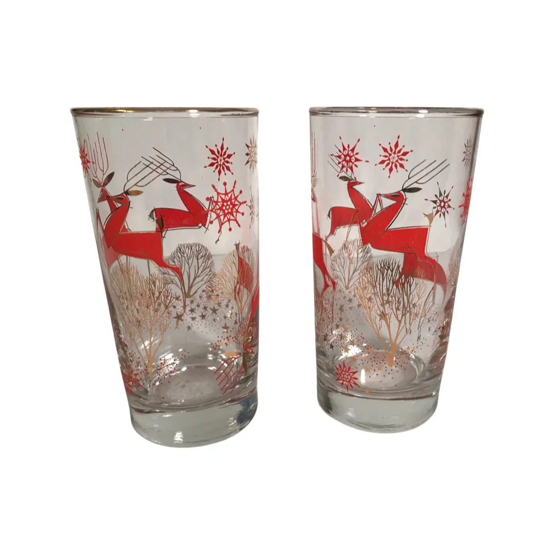 Libbey Mid-Century Reindeer Highball Glasses (Set of 2)