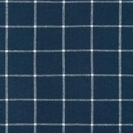 Men's Necktie / Navy Linen Window Pane