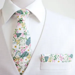 Men's Necktie / Wildflowers In Pink