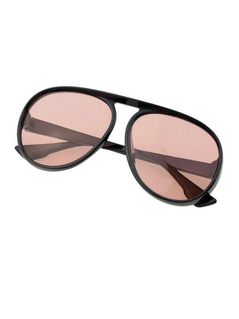 Pink Large Frame Thick Side Sunglasses