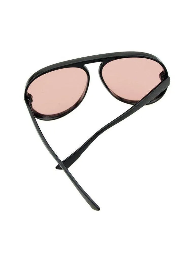 Pink Large Frame Thick Side Sunglasses