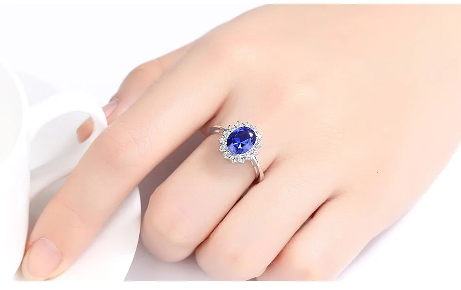 Princess Sapphire Gemstone 925 Sterling Ring