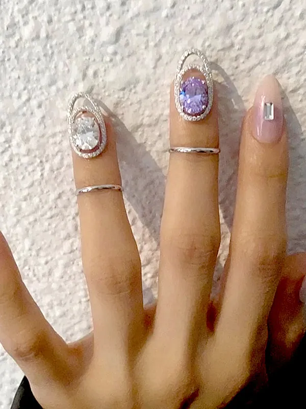 Rhinestone Geometric Nail Ring