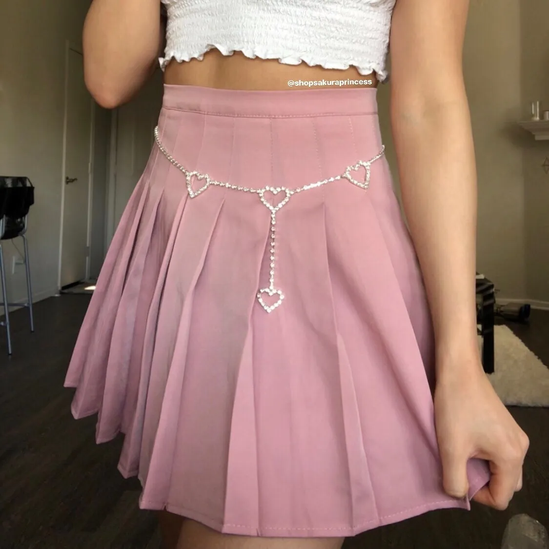 Rhinestone Heart Chain Belt