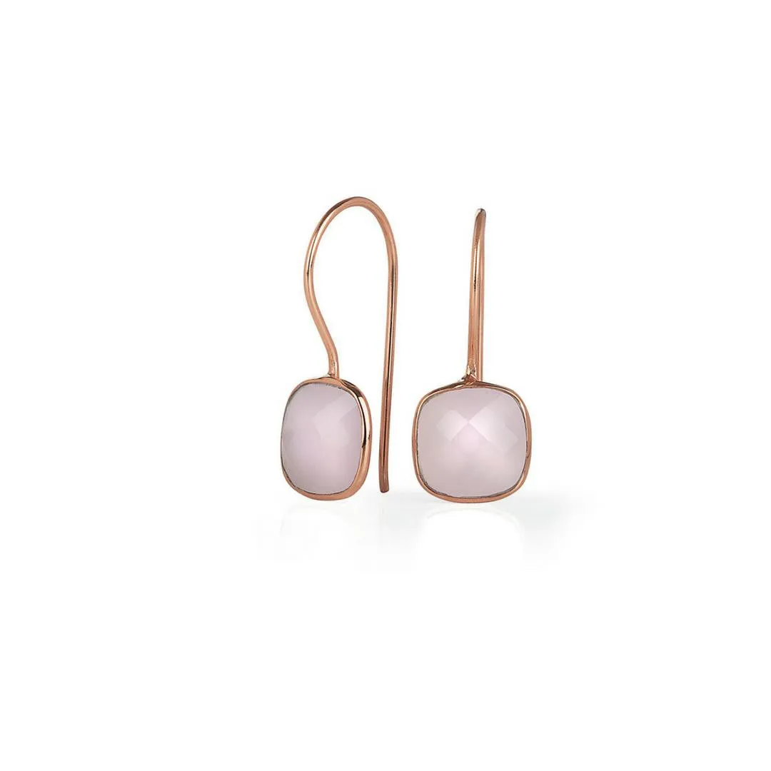 Rose Quartz Earrings | Rose Gold