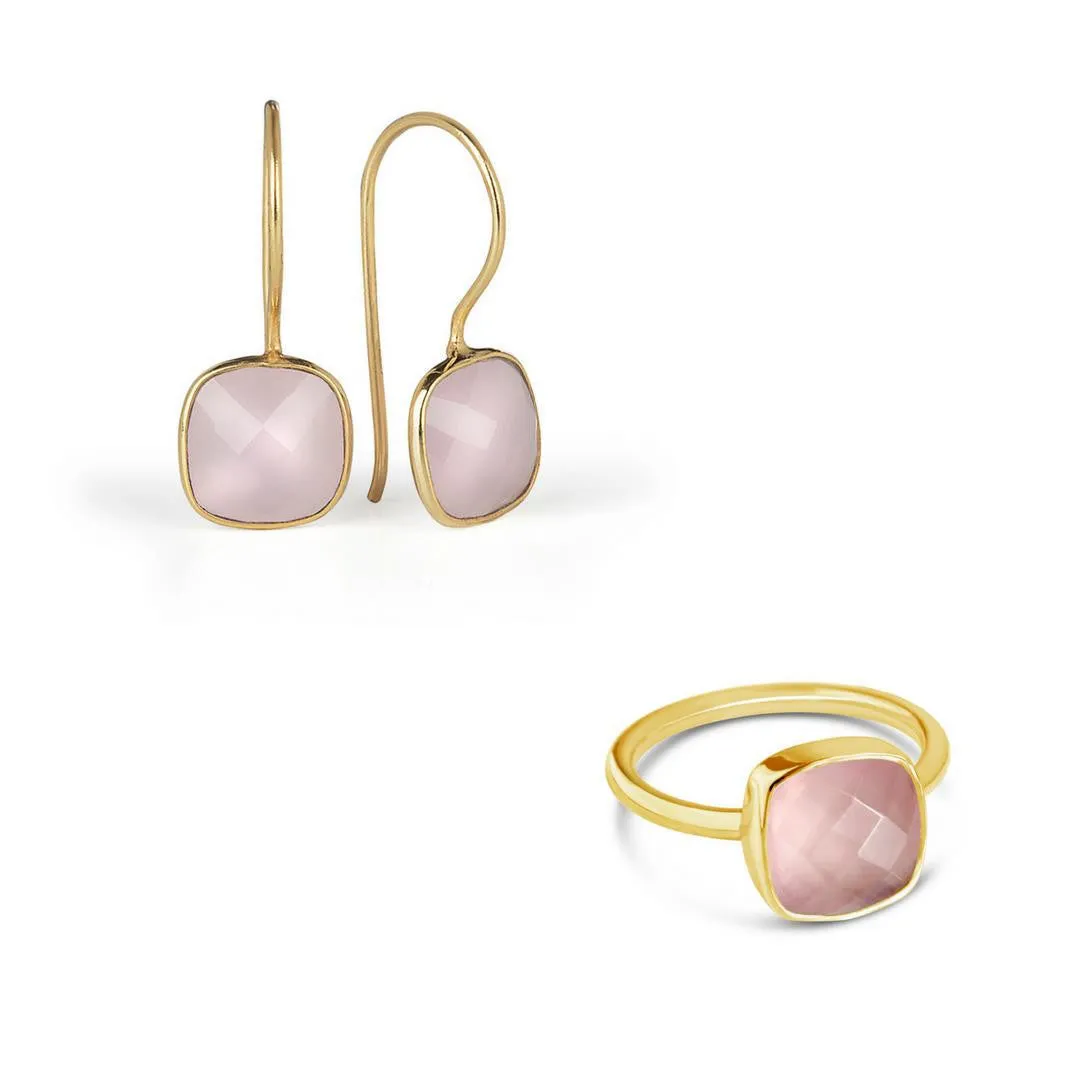 Rose Quartz Earrings | Rose Gold