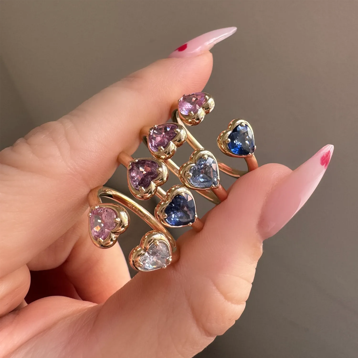 Sapphire Heart Duo Wrap Ring