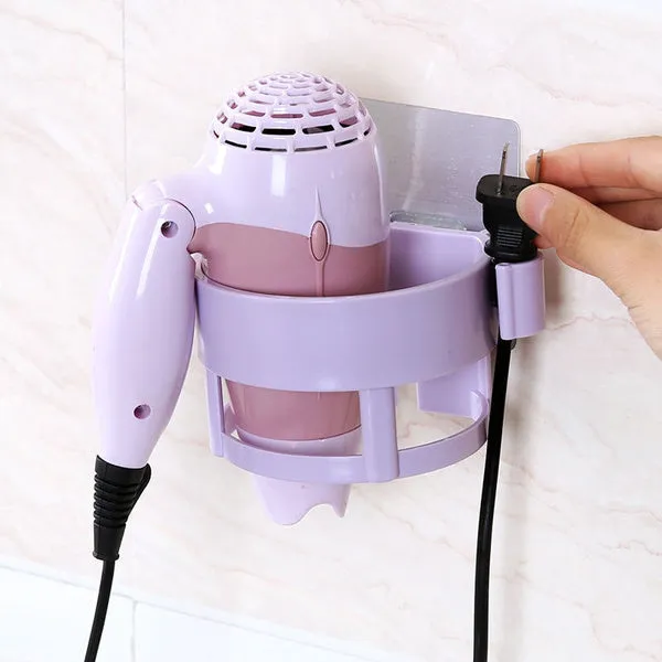 Self Adhesive Hair Dryer Holder Bathroom Wall Storage Shelf Organizer Stand