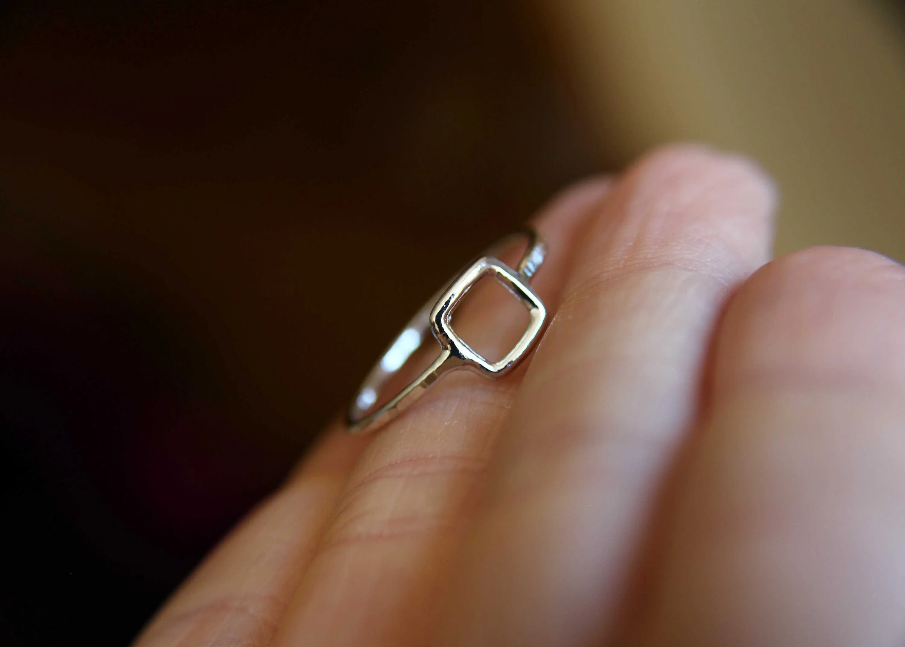 Square Ring, Stacking Rings, Modern Rings, Silver Geometric Rings,Simple Modern Rings, Open Square Ring, Minimalist Jewelry, Simple Ring