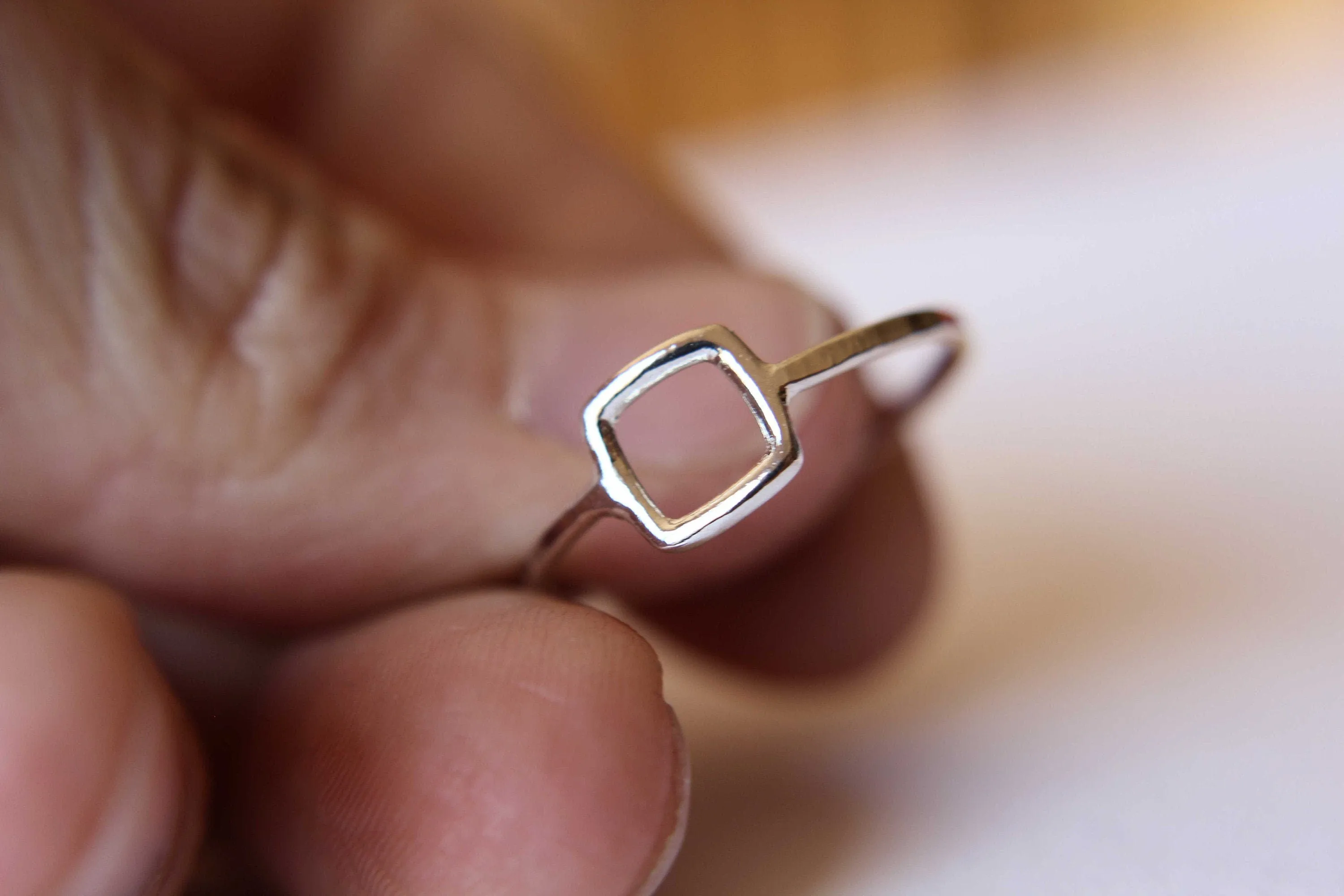 Square Ring, Stacking Rings, Modern Rings, Silver Geometric Rings,Simple Modern Rings, Open Square Ring, Minimalist Jewelry, Simple Ring