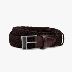 T-Buckle Rayon And Leather Belt In Brown