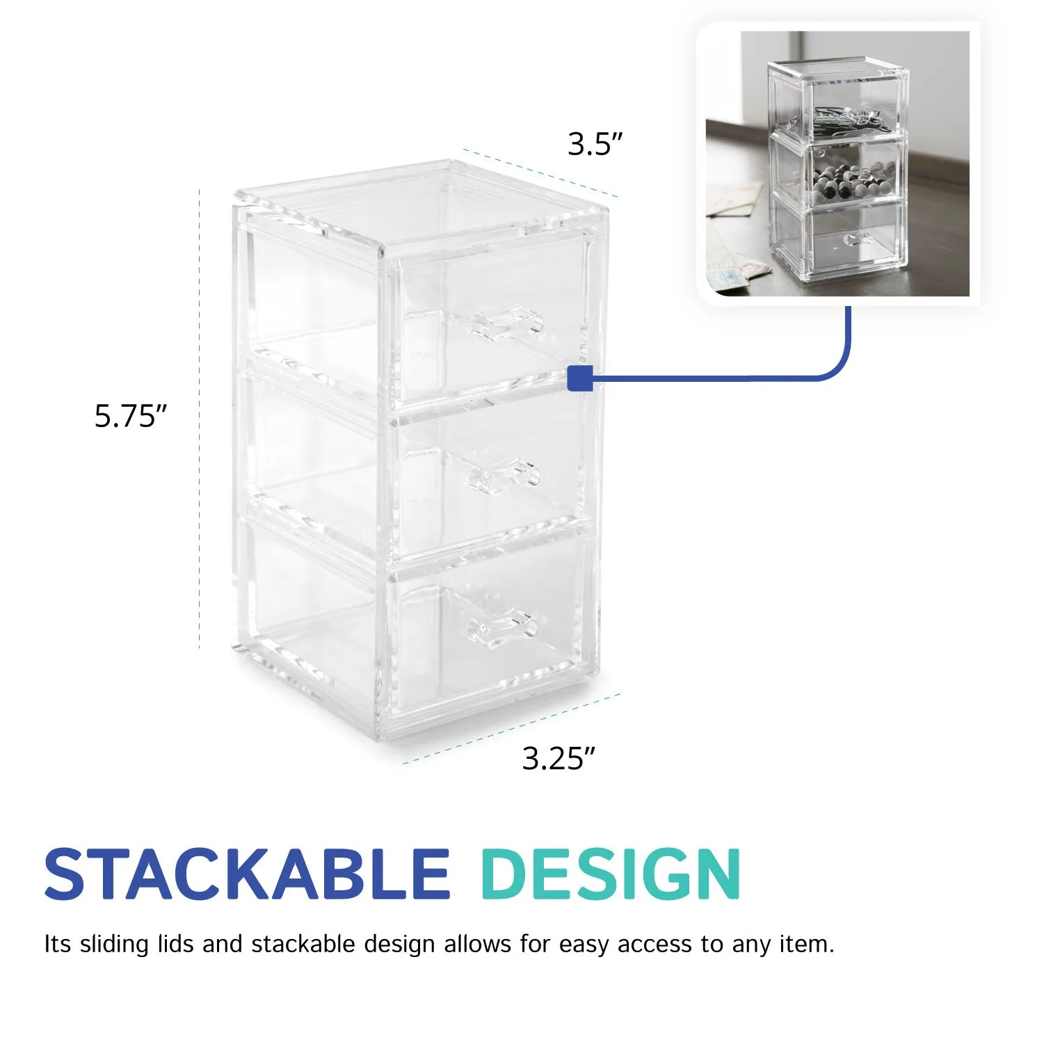 Upright 3-Drawer Chest (Stackable)