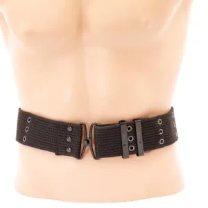 U.S-style Cotton Webbing 'Pistol' Belt. 55mm. New. Black.