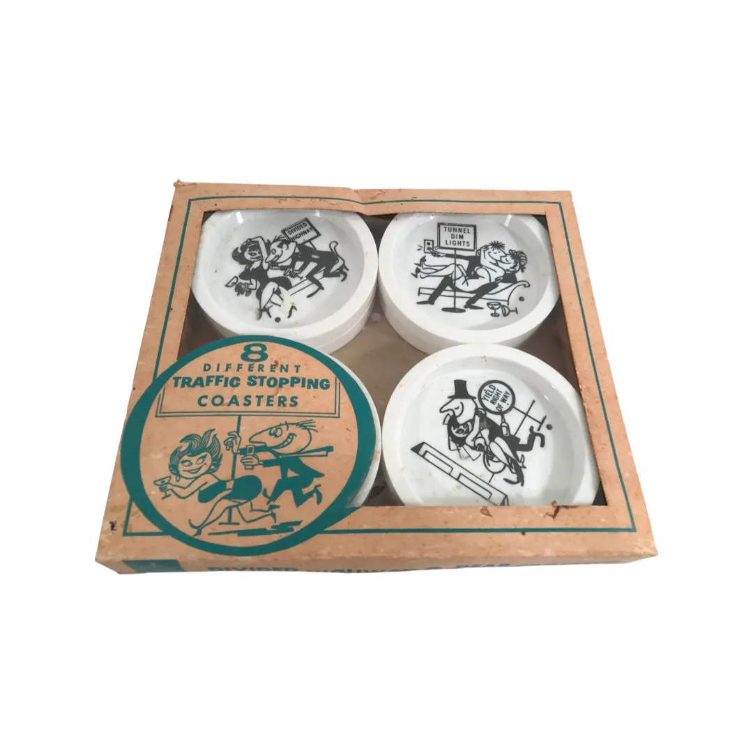 Vintage Humorous Traffic Stopping Coasters (Set of 8)