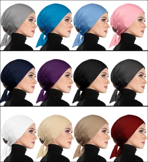 Wholesale Cotton Bonnet Hijab Caps with ties one Dozen