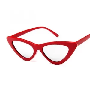 Women Sexy Retro Small Cat Eye Sunglasses Colorful Red