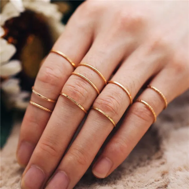 WUKALO New Vintage Gold Crystal Rings 2021 Bohemian Moon Star Ring For Women Midi Finger Ring Set Wedding Fashion Jewelry Gifts