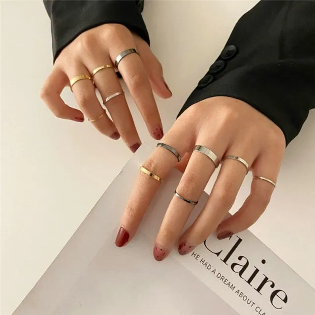 WUKALO New Vintage Gold Crystal Rings 2021 Bohemian Moon Star Ring For Women Midi Finger Ring Set Wedding Fashion Jewelry Gifts