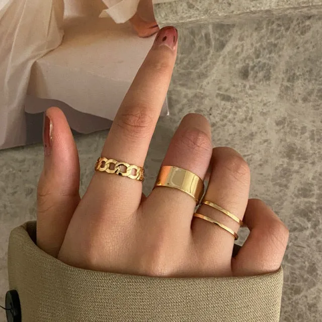 WUKALO New Vintage Gold Crystal Rings 2021 Bohemian Moon Star Ring For Women Midi Finger Ring Set Wedding Fashion Jewelry Gifts