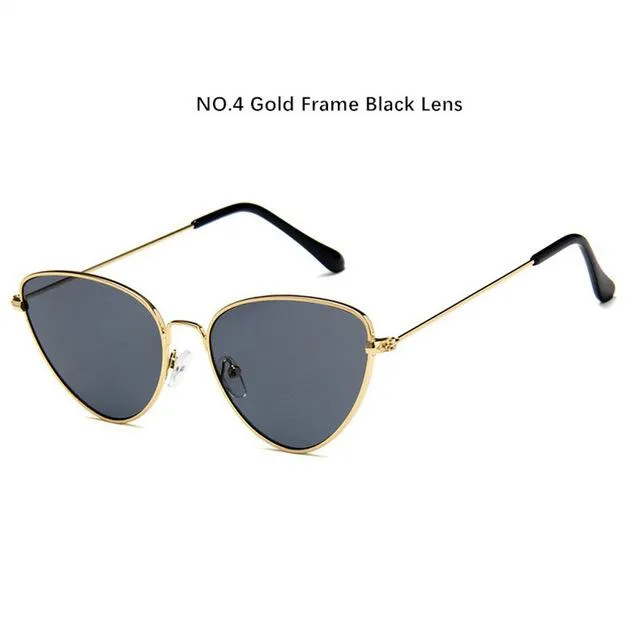 YOOSKE Retro Cat Eye Sunglasses Women Yellow Red Lens Sun glasses Fashion Light Weight Sunglass for women Vintage Metal Eyewear